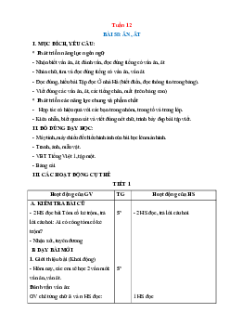 Giáo án Tuần 12 Tiếng Việt lớp 1 Cánh diều