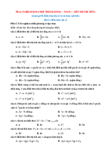 Trắc nghiệm Toán 7 Đúng-Sai, Trả lời ngắn Kết nối tri thức Chương 7