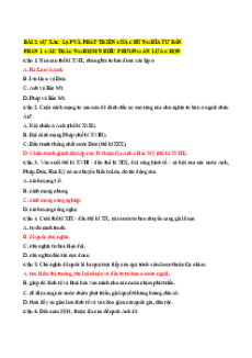 Trắc nghiệm Bài 2: Sự xác lập và phát triển của chủ nghĩa tư bản Lịch sử 11 Đúng-Sai 2025