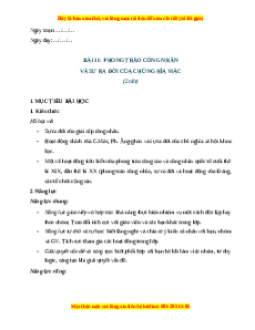 Giáo án Bài 11 Lịch sử 8 Chân trời sáng tạo (2024): Phong trào công nhân và sự ra đời chủ nghĩa Mác