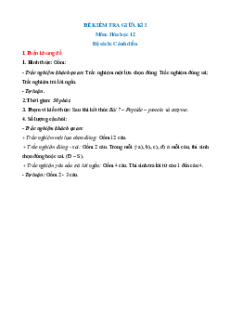 Bộ 6 đề thi giữa kì 1 Hóa học 12 Cánh diều cấu trúc mới có tự luận