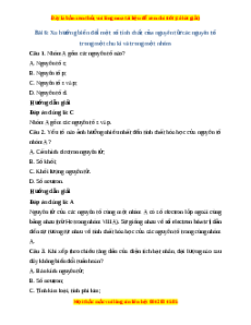 Trắc nghiệm Xu hướng biến đổi một số tính chất của nguyên tử các nguyên tố trong một nhóm Hóa 10 Kết nối tri thức