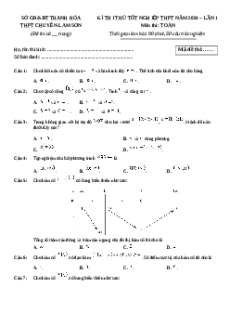 Đề thi thử tốt nghiệp Toán trường THPT Chuyên Lam Sơn - Thanh Hóa lần 1 năm 2024