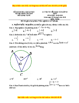 Đề thi vào 10 môn Toán tỉnh Cần Thơ năm 2020