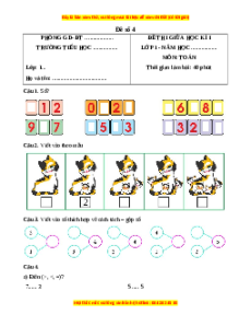 Đề thi giữa kì 1 Toán lớp 1 Chân trời sáng tạo - Đề 4
