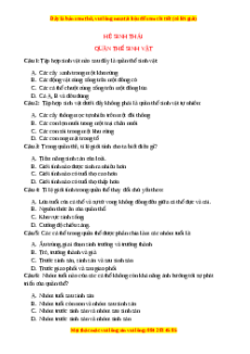 Trắc nghiệm Quần thể sinh vật Sinh học 9