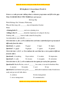 Đề thi giữa kì 2 Tiếng Anh 11 Ilearn smart world (Đề 4 kèm file nghe)