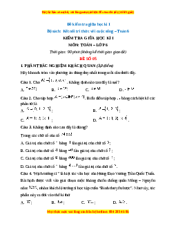 Đề thi giữa kì 1 Toán 6 Kết nối tri thức (Đề 5)