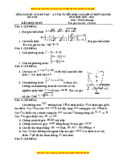 Đề thi vào 10 môn Toán tỉnh Hà Nam (Hệ không chuyên) năm 2021
