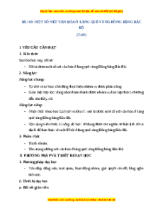 Giáo án Bài 10 Lịch sử & Địa lí lớp 4 Chân trời sáng tạo: Một số nét văn hoá ở làng quê vùng đồng bằng Bắc Bộ