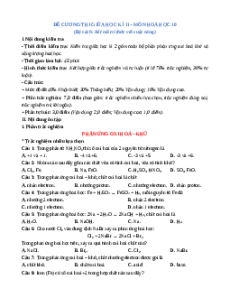 Đề cương giữa kì 2 Hóa học 10 Kết nối tri thức