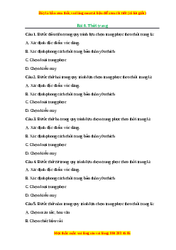 Trắc nghiệm Bài 8 Công nghệ 6 Chân trời sáng tạo: Thời trang