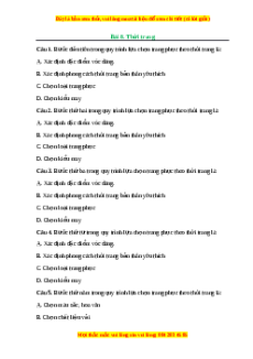 Trắc nghiệm Bài 8 Công nghệ 6 Chân trời sáng tạo: Thời trang