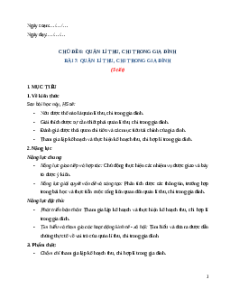 Giáo án Bài 7: Quản lí thu, chi trong gia đình KTPL 12 Chân trời sáng tạo