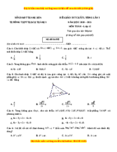 Đề thi thử Toán trường Thạch Thành 3 năm 2021