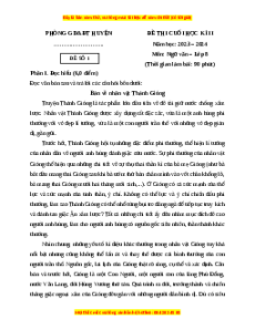 Đề thi cuối kì 2 Ngữ văn 8 Cánh diều (Đề 1)
