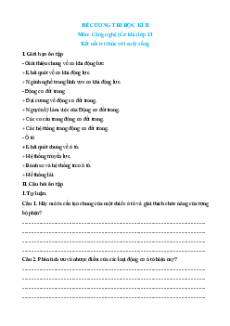 Đề cương ôn tập Học kì 2 Công nghệ cơ khí 11 Kết nối tri thức (có đáp án)