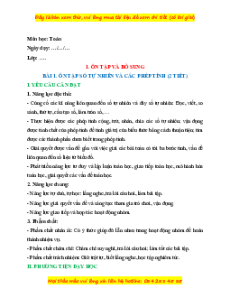 Giáo án Toán lớp 5 Chân trời sáng tạo Học kì 1