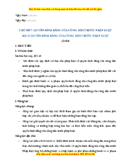Giáo án Bài 9 KTPL 11 Kết nối tri thức: Quyền bình đẳng của công dân trước pháp luật