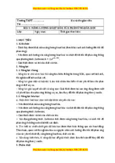 Giáo án chuyên đề  Năng lượng hoạt hóa của phản ứng hóa học Hóa 10 Cánh diều