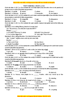 Bài tập Test yourself Unit 1,2,3 Tiếng Anh 10 cơ bản - nâng cao