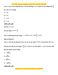 Trắc nghiệm Mô tả dao động điều hoà Vật lí 11 Kết nối tri thức