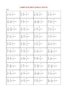 Phiếu rèn kĩ năng tính toán lớp 5
