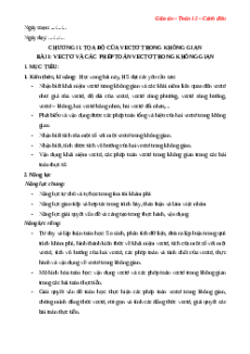 Giáo án Vectơ và các phép toán vectơ trong không gian Toán 12 Cánh diều
