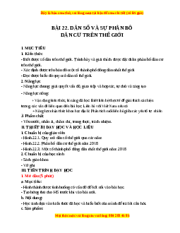 Giáo án Bài 22 Địa lí 6 Chân trời sáng tạo (2024): Dân số và phân bố dân cư