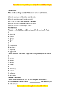 Đề thi cuối kì 1 Tiếng Anh 10 Global success (Đề 3 kèm file nghe)