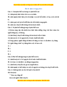 Trắc nghiệm Bài 26 Tin học 10 Kết nối tri thức: Hàm trong Python