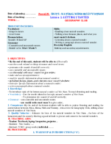 Giáo án Unit 5: Natural wonders of Viet Nam Tiếng Anh 6 Global success