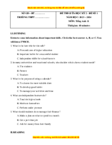 Đề thi giữa kì 2 Tiếng Anh 11 Global success (Đề 1 kèm file nghe)