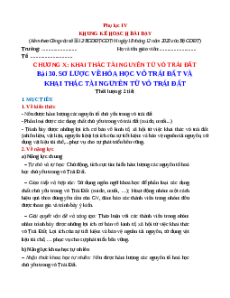Giáo án Bài 30 KHTN 9 Cánh Diều (2024): Sơ lược về hoá học vỏ Trái Đất