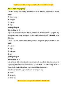 Trắc nghiệm Bài 24 Địa Lí 10 Kết nối tri thức: Địa lí ngành nông nghiệp