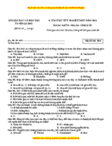 Đề thi thử tốt nghiệp Sinh học Sở Tuyên Quang năm 2024