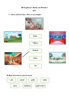 Đề thi giữa kì 1 Tiếng Anh lớp 5 Family and Friends (Đề 5 có file nghe)