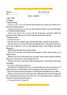 Giáo án Alkane Hóa học 11 Cánh diều