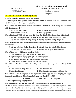 Bộ đề thi Cuối kì 1 Lịch sử&Địa Lý 9 Cánh diều Cấu trúc mới