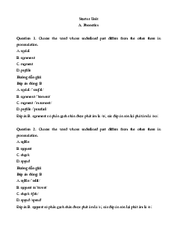 Bài tập trắc nghiệm Tiếng Anh 9 Friends plus có đáp án