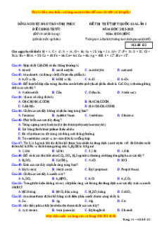 Đề thi thử Hóa học Sở Vĩnh Phúc lần 2 năm 2023