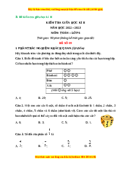 Đề thi giữa kì 2 Toán 6 Cánh diều (Đề 9)
