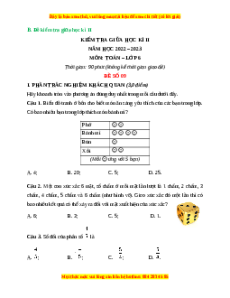 Đề thi giữa kì 2 Toán 6 Cánh diều (Đề 9)