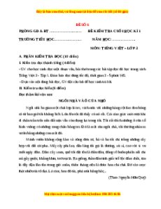 Đề thi cuối kì 1 Tiếng Việt lớp 3 Kết nối tri thức - Đề 6