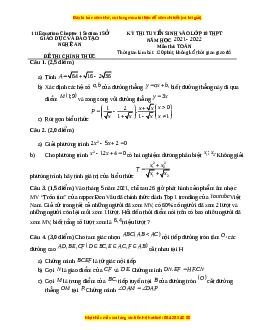 Đề thi vào 10 môn Toán tỉnh Nghệ An năm 2022