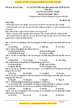 Đề thi thử Địa Lí Sở Hà Tĩnh lần 1 năm 2021