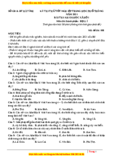 Đề thi thử Địa Lí Sở Hà Tĩnh lần 1 năm 2021