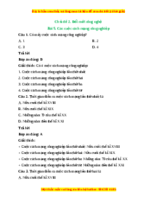Trắc nghiệm Công nghệ 10 Bài 5 Cánh diều: Các cuộc cách mạng công nghiệp
