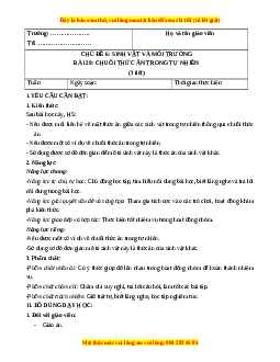 Giáo án Bài 29 Khoa học lớp 4 (Kết nối tri thức): Chuỗi thức ăn trong tự nhiên