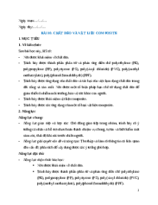 Giáo án Bài 10 Hóa học 12 Chân trời sáng tạo: Chất dẻo và vật liệu composite